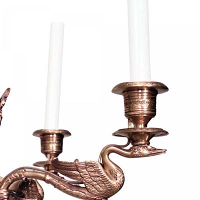 French Empire Ebonized and Bronze Dore Chandelier