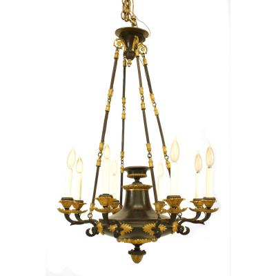 French Empire Gilt Bronze Chandelier
