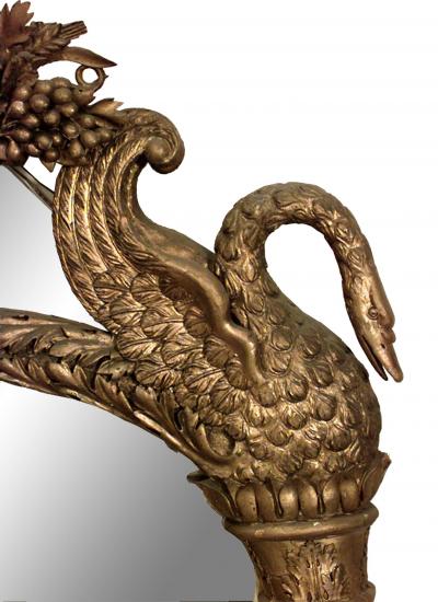 French Empire Gilt Swan Wall Mirror