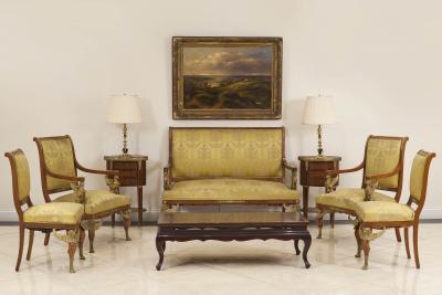 French Empire Mahogany 5 Piece Living Room Set