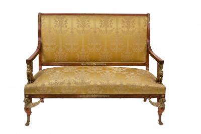 French Empire Mahogany 5 Piece Living Room Set