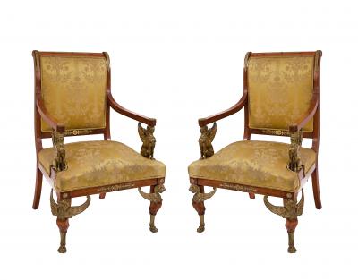 French Empire Mahogany 5 Piece Living Room Set