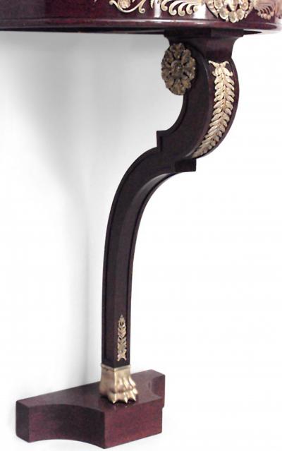 French Empire Mahogany Green Marble Console Table