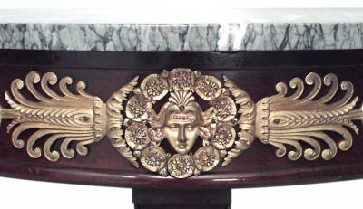 French Empire Mahogany Green Marble Console Table