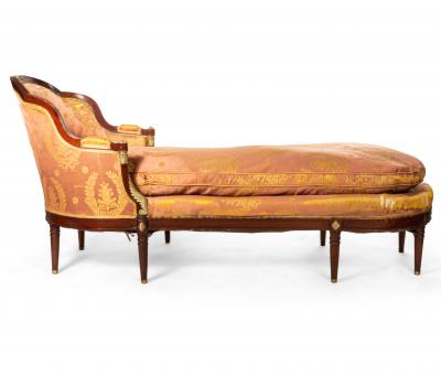 French Empire Mahogany Pink Chaise