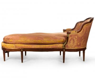 French Empire Mahogany Pink Chaise