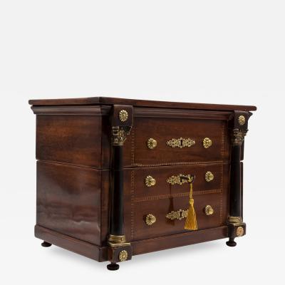 French Empire Mahogany Tantalus Concealed As Miniature Chest Of Drawers