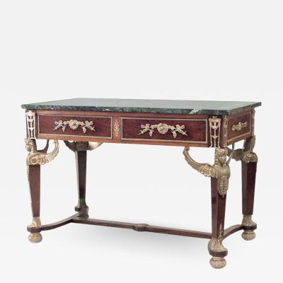 French Empire Mahogany and Bronze Griffins Table Desk