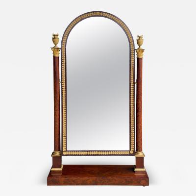 French Empire Mahogany and Ormolu Mounted Cheval Mirror
