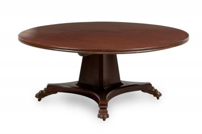 French Empire Monumental Ebonized Mahogany Circular Dining Center Table