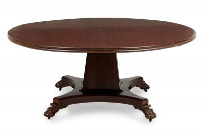 French Empire Monumental Ebonized Mahogany Circular Dining Center Table