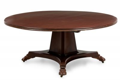 French Empire Monumental Ebonized Mahogany Circular Dining Center Table