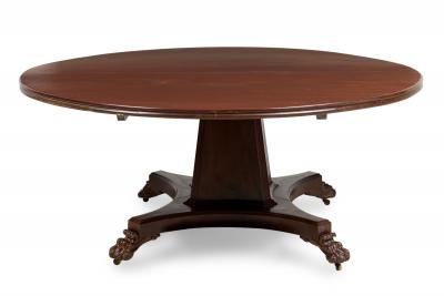 French Empire Monumental Ebonized Mahogany Circular Dining Center Table