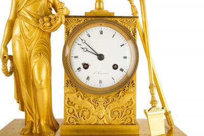 French Empire Period Ormolu Bronze Mantel Clock of Ceres circa 1815