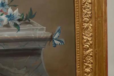 French Empire Period Pastel and Gouache Painting circa 1810 in Giltwood Frame