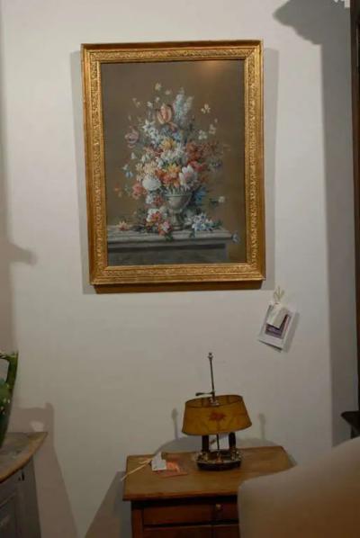 French Empire Period Pastel and Gouache Painting circa 1810 in Giltwood Frame