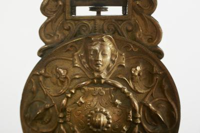 French Empire Portico Black Bronze Table Clock