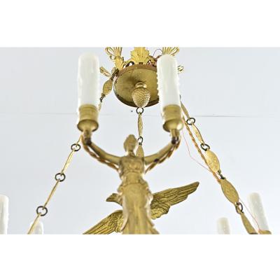 French Empire Quality Brass and Tole Chandelier