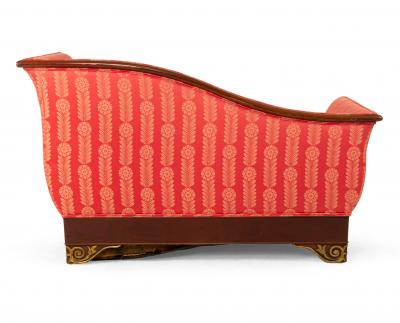 French Empire Red Damask Recamier