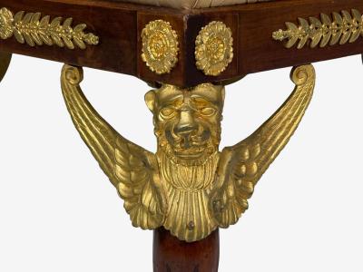 French Empire Revival Bronze Mahogany Fabric Footstool France 19th c 