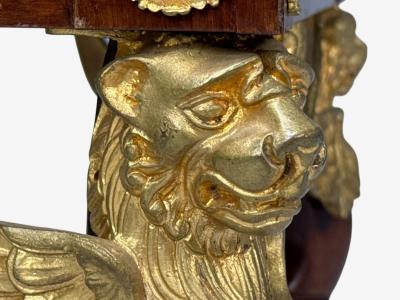 French Empire Revival Bronze Mahogany Fabric Footstool France 19th c 