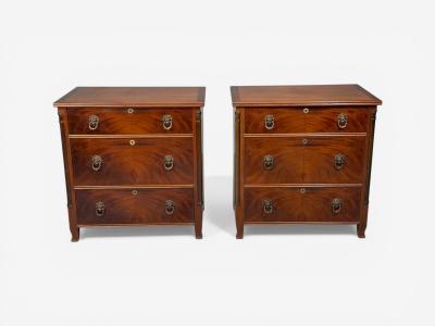 French Empire Small Commodes Flame Mahogany Brass USA 1940s