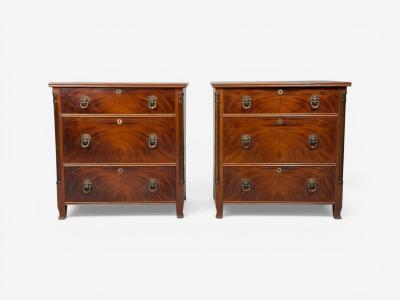 French Empire Small Commodes Flame Mahogany Brass USA 1940s