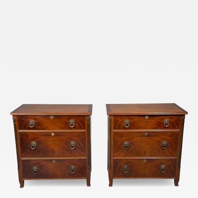 French Empire Small Commodes Flame Mahogany Brass USA 1940s