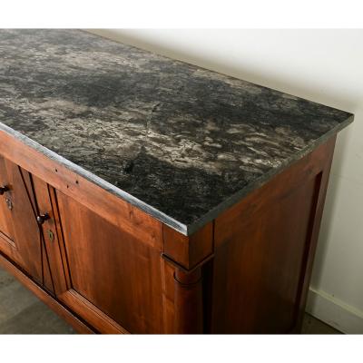 French Empire Solid Walnut Marble Buffet
