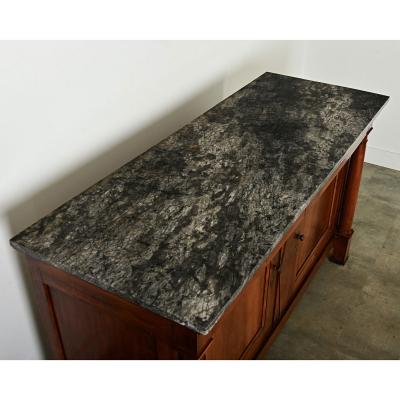 French Empire Solid Walnut Marble Buffet