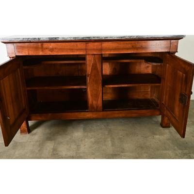 French Empire Solid Walnut Marble Buffet