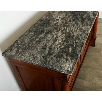 French Empire Solid Walnut Marble Buffet