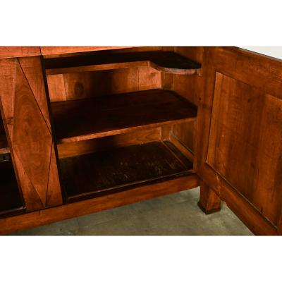 French Empire Solid Walnut Marble Buffet