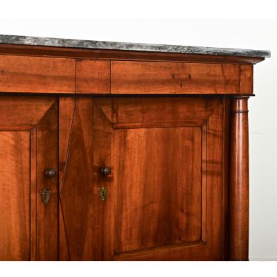 French Empire Solid Walnut Marble Buffet