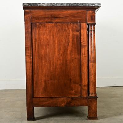 French Empire Solid Walnut Marble Buffet