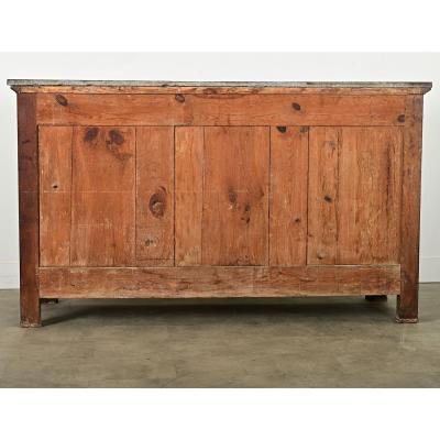 French Empire Solid Walnut Marble Buffet