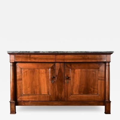 French Empire Solid Walnut Marble Buffet