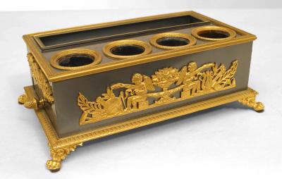 French Empire Steel And Gilt Bronze Inkwell