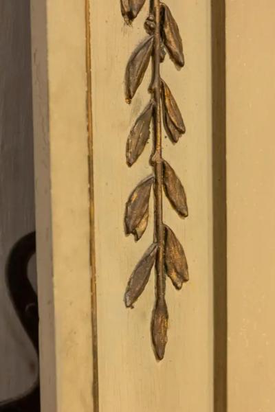 French Empire Style Beige Painted Trumeau Mirror with Carved Gilt D cor