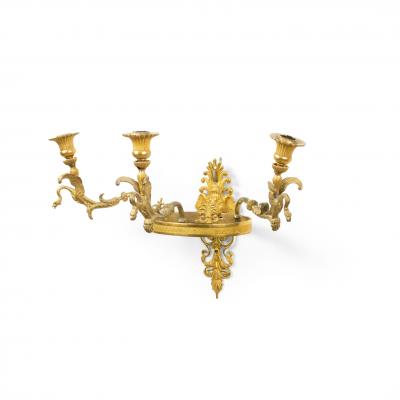 French Empire Style Bronze Dore Lion Head Wall Sconce