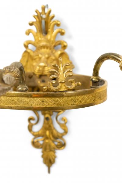 French Empire Style Bronze Dore Lion Head Wall Sconce