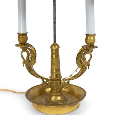 French Empire Style Bronze Swan Table Lamp