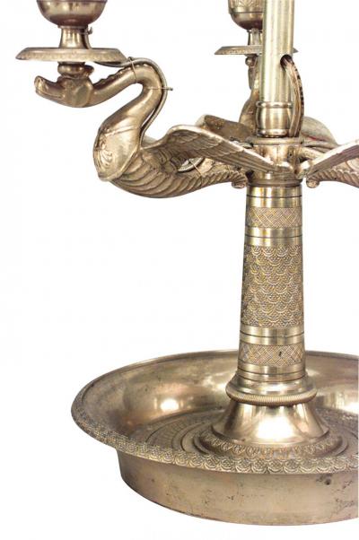 French Empire Style Bronze Swan Table Lamp