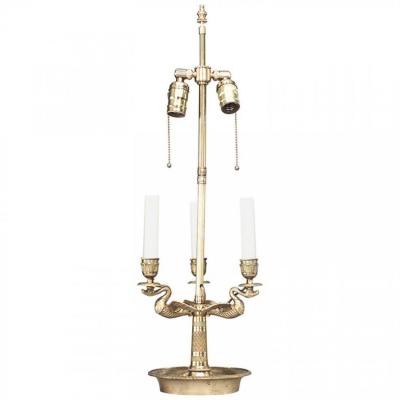 French Empire Style Bronze Swan Table Lamp