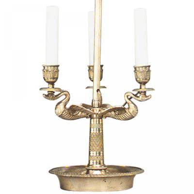 French Empire Style Bronze Swan Table Lamp