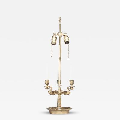 French Empire Style Bronze Swan Table Lamp