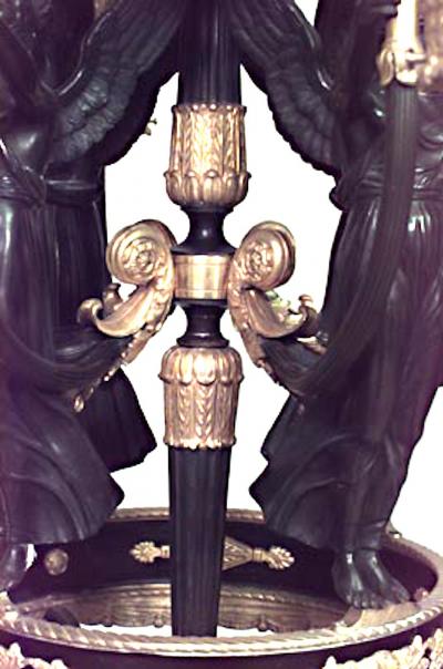 French Empire Style Bronze and Dore Trim Arm Chandelier