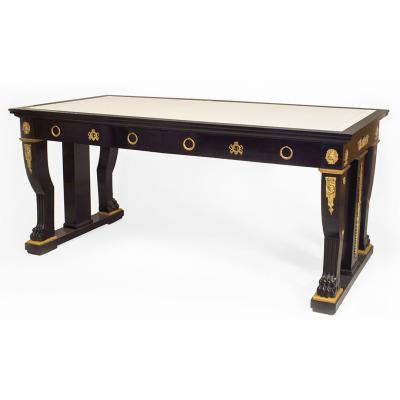 French Empire Style Ebonized Mahogany Writing Table