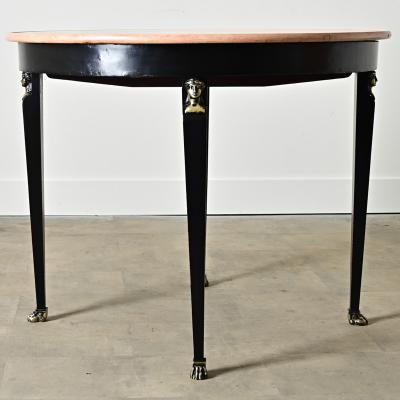 French Empire Style Ebonized Marble Top Center Table