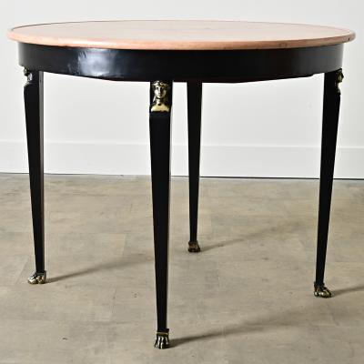 French Empire Style Ebonized Marble Top Center Table